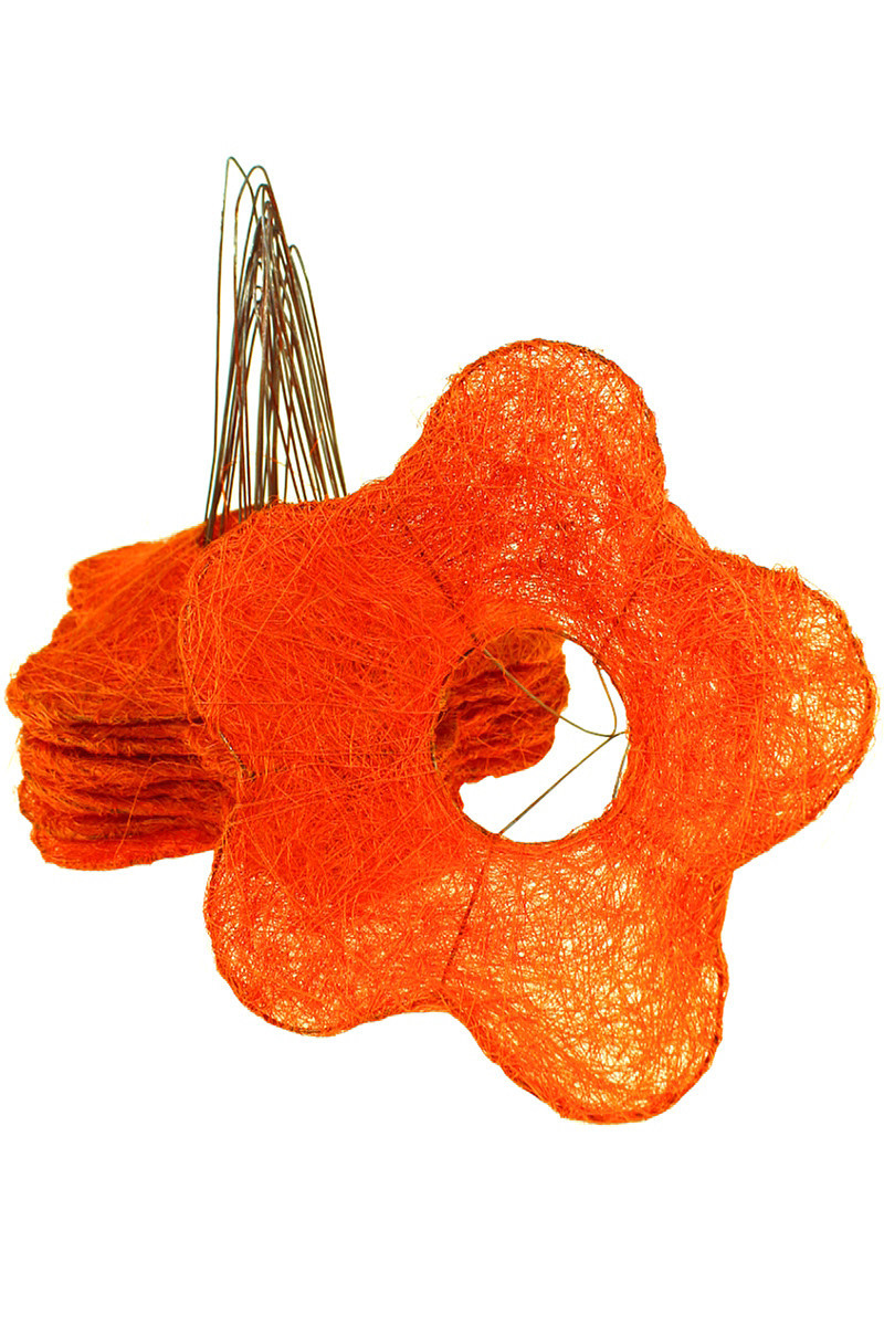 Каркас для букета Цветок №1 сизаль d 20 см. /цвет оранжевый/